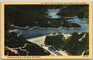 1947 Aerial Fontana Dam Western North Carolina Rocky Mountain Posted Postcard