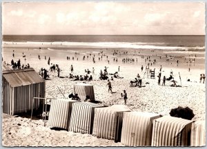 1959 Lacanau-Ocean La Plage France Beach Tents Real Photo RPPC Posted Postcard