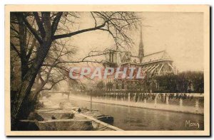 Old Postcard The Small Paintings of Paris Notre Dame View from the Bridge Arc...