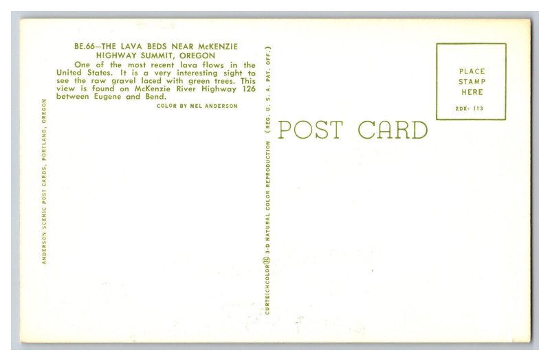 Lava Beds McKenzie Highway Summit Oregon Postcard