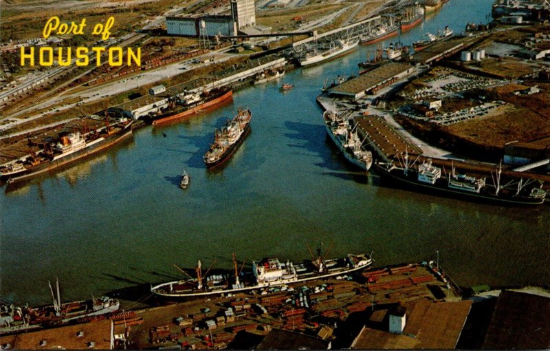 Texas Aerial View Of Port Showing Ship Channel and Turning Basin 1961