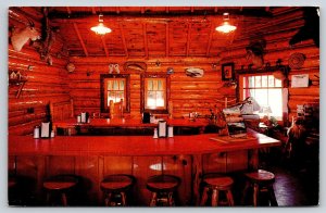 Silver Gate Montana~Log Cabin Cafe Interior~Red Light~Counter~Booths~1950s PC