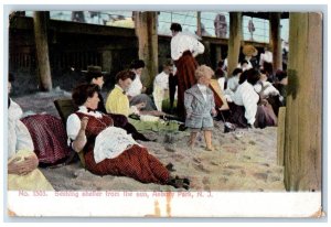 1911 Seeking Shelter from the Sun Asbury Park New Jersey NJ Vintage Postcard