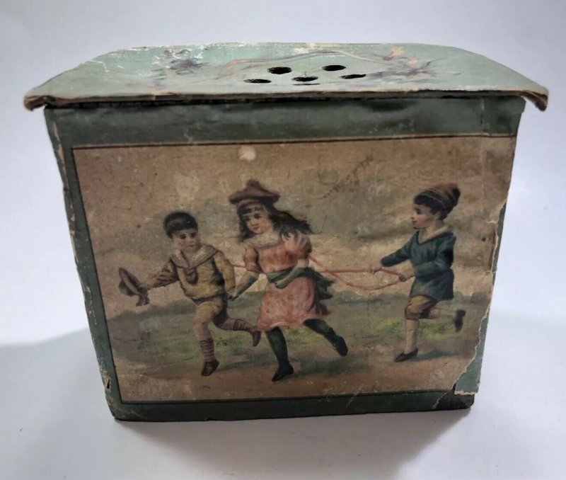 Antique Music Box Childs Musical Toy Cardboard Litho Works RARE SHIPS FREE IN US