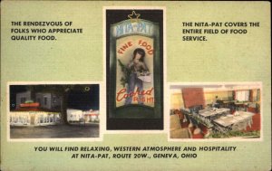 Geneva OH NITA-PAT Restaurant & Drive-In Linen Postcard