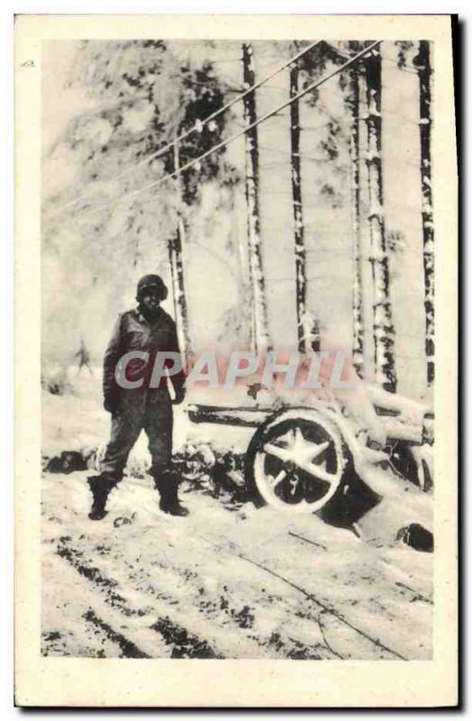 Modern Postcard Militaria An American soldier at a small German cannon