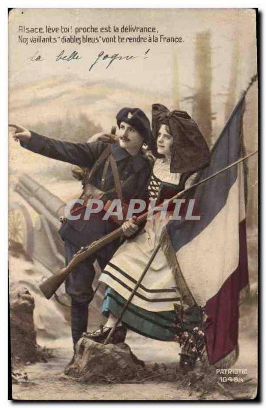 Old Postcard Militaria Alpine hunters Alsace France