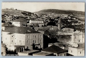 Israel Postcard View of Buildings and Hills Nazareth c1910 Antique RPPC Photo