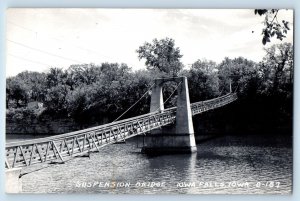 Iowa Falls Iowa IA Postcard RPPC Photo Suspension Bridge 1951 Vintage Posted