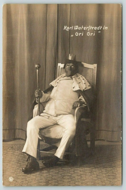 Madagascar King~German Karl Waterstradt~Gri Gri~Voodoo~Black Face~RPPC c1910 