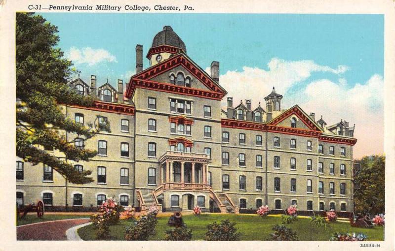 Chester Pennsylvania Military College Street View Antique Postcard K58251