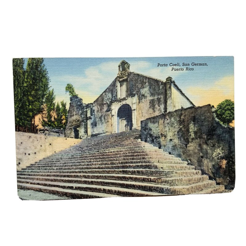 San German Puerto Rico Porta Coeli Linen Vintage Postcard