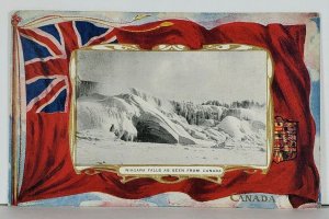 1907 Flag Border Niagara Falls as Seen from Canada Patriotic  Postcard K18