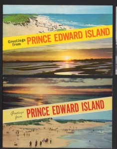 Lot of 2 PEI Prince Edward Island Greetings from - Sandy Beach, Sunset ~ Chrome