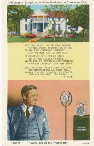 Will Rogers Birthplace near Claremore OK, Oklahoma - Poetic Eulogy - Linen