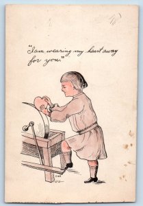 Man Postcard I Am Wearing My Heart Away For You Black Earth Wisconsin WI 1905