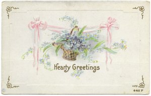 US Rare embossed Greeting Card. Used, no postage.  Hearty Greetings 1922