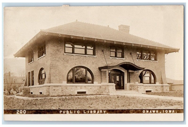 c1910's Public Library View Onawa Iowa IA RPPC Photo Unposted Postcard