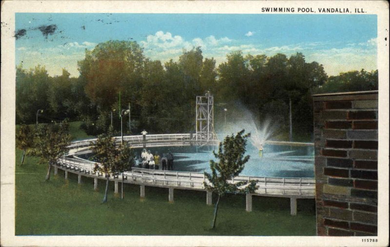 Vandalia Illinois IL Swimming Pool Vintage Postcard