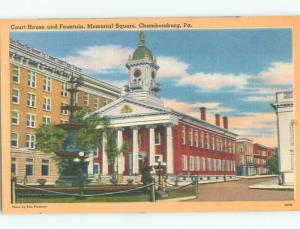 Unused Linen COURT HOUSE Chambersburg Pennsylvania PA n4594@