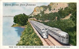 1952 Vista Dome Twin Zephyrs Railroad Train 2234 postcard