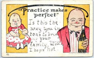 Postcard - Practice makes perfect with Man and Child Comic Art Print