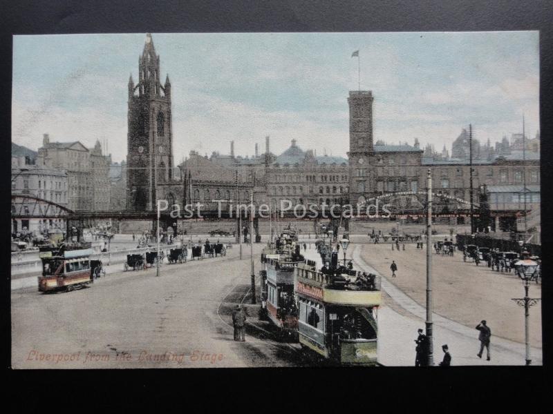 LIVERPOOL from Landing Stage shows Trams & ELECTRIC OVERHEAD RAILWAY c1903