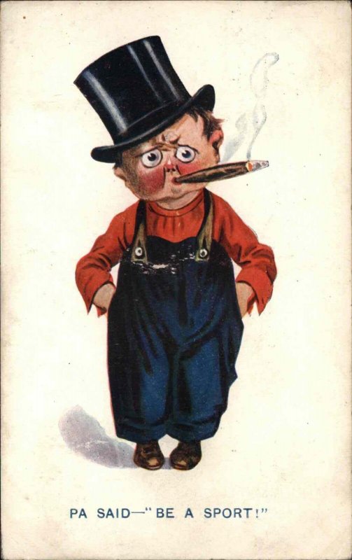 Blackpool Comic PC Little Boy Top Hat Smoking Cigar CHILDREN SMOKING