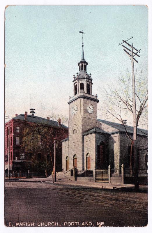 1907-1915 First 1st Parish Church Portland ME RARE Divided DB Postcard Leighton