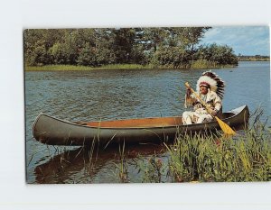 Postcard American Indian Chief Dressed In Regalia 