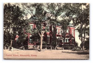 Postcard Central School Minneapolis Kansas