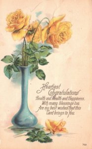 Vintage Postcard Heartiest Congratulations Health Wealth and Happiness Greetings