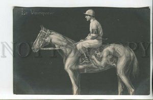 462305 METAMORPHIC Horse Rider Pin-Up Woman Jockey Winner Vintage postcard PFB