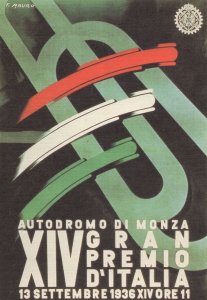 1936 Monza Italian Motor Race Grand Prix Italy Rare F1 Poster Postcard