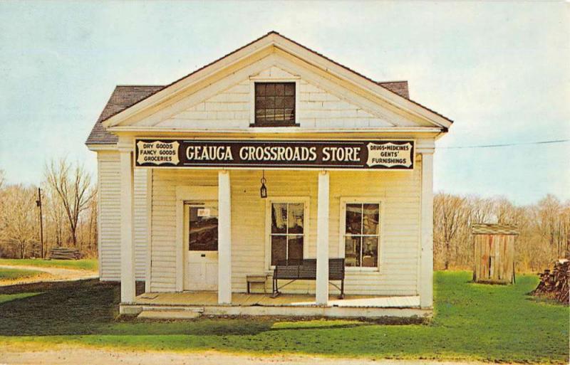 Burton Ohio Geauga Crossroads Store Street View Vintage Postcard K55178