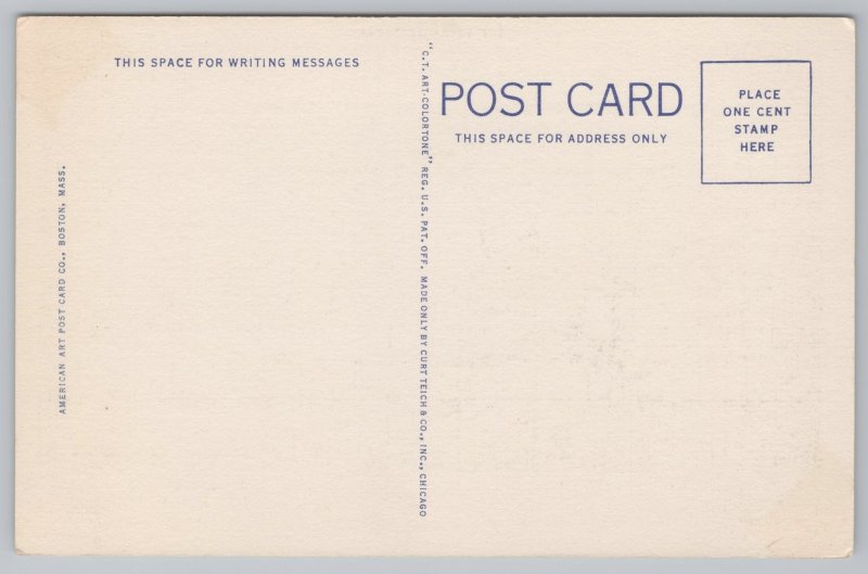 Linen~Atlantic Ocean & Poem On Bottom~Vintage Postcard