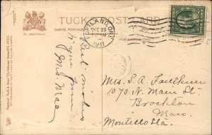 Christmas Windmill Scroll c1900s-20s Postcard