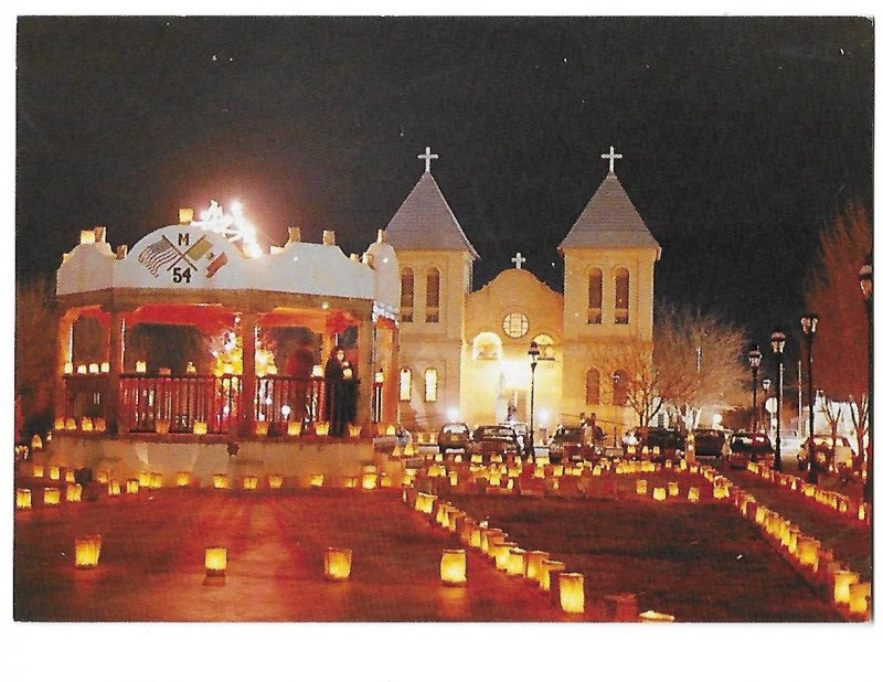 San Albino Church and Plaza at Christmas Mesilla New Mexico 4 by 6