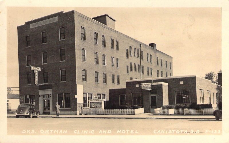 Real Photo, c.WW2,RPPC, Drs Oatman Clinic,Hotel, Canistota, SD,Msg, Old Postcard