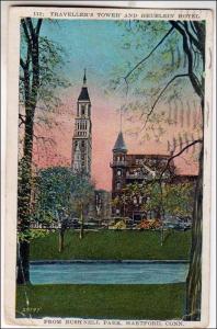 CT - Traveler's Tower & Heublein Hotel, Hartford  (creases)