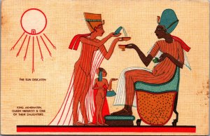 Egypt King Ankhesenamun Queen Nefertiti And On Of Their Daughter Postcard  C011