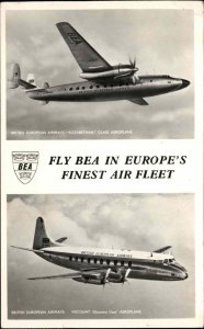 BEA Airlines Airplanes Split View British European Airways Adv Used Postcard