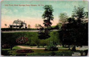 Chester West Virginia WV, Lily Pond, Rock Springs Park, Garden, Vintage Postcard