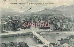 Old Postcard View generalele Grenoble France Bridge and St. Andre course view...