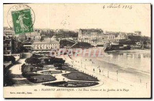 Old Postcard Biarritz Artistic The Two Casinos and the Gardens of the Beach
