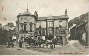 White Lion Hotel Ambleside England UK Horses Carriage Car Hartley's Postcard E11