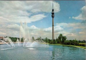 Germany Postcard - Dortmund Westfalenpark, Flamingo Lake & Florian Tower RR19644