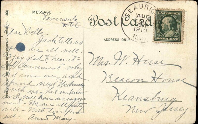 New Jersey Sandy Hook Route Steamer Steamship Ship Monmouth c1910 Postcard