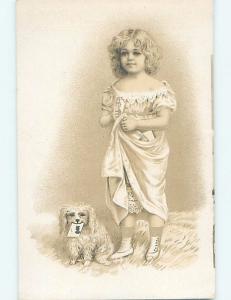 Pre-Linen foreign CUTE GIRL STANDING WITH HER ADORABLE DOG HL9529