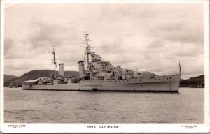 Real Photo Postcard H.M.S. Cleopatra Dido-class cruiser of the Royal Navy